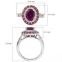 rhodolite garnet padparadscha sapphire and zircon halo ring in rhodium over sterling silver