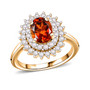 front view of madeira citrine and white zircon double halo ring in 18k yellow gold over sterling silver