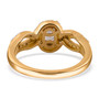 back view turkizite and white zircon infinity ring in 18k yellow gold over sterling silver