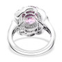 kunzite and diamond flower halo ring in rhodium over sterling silver