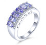 tanzanite and white zircon band ring in rhodium over 925 sterling silver