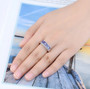 tanzanite and white zircon band ring in rhodium over 925 sterling silver