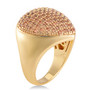 side view of champagne cubic zirconia pave heart cluster ring in 18k yellow gold over sterling silver