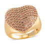 champagne cubic zirconia pave heart ring in 18k yellow gold over sterling silver front view