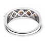 back view of moissanite cluster band ring in 18k yellow gold and rhodium over sterling silver