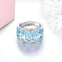full view of marquise sky blue topaz and white zircon ring in rhodium over 925 sterling silver