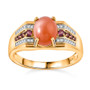 peach moonstone and multi gem 18k yellow gold over sterling silver mens ring front