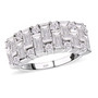 front view of moissanite cluster band ring in rhodium over sterling silver