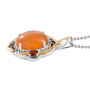 side view of peach moonstone citrine and garnet two-tone pendant necklace in 18k yellow gold and rhodium over sterling silver