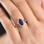 marquise amethyst halo ring with white and brown zircon in 18k rose gold over sterling silver on hand