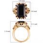 black spinel and multi gemstone halo ring in 18k yellow gold over sterling silver measurements