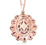 back view of rose de france amethyst multi gemstone halo pendant necklace in 18k rose gold over sterling silver