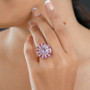 rose de france amethyst multi gemstone halo ring in 18k rose gold over sterling silver on hand