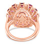back view of rose de france amethyst multi gemstone halo ring in 18k rose gold over sterling silver