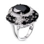 side view black spinel and zircon statement ring in rhodium over sterling silver