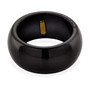 back view of moissanite and black jade band ring in 18k yellow gold over sterling silver