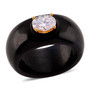 front view of moissanite and black jade band ring in 18k yellow gold over sterling silver