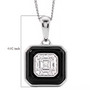full view of moissanite and black jade halo pendant necklace in rhodium over sterling silver