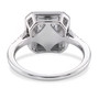 back view of moissanite and black jade halo ring in rhodium over sterling silver