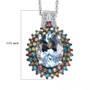 aquamarine and multi-color lab diamond halo pendant necklace in rhodium over sterling silver shown for size comparison