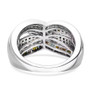 multi-color diamond infinity crossover band ring in rhodium over sterling silver