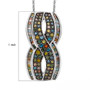multi-color diamond infinity crossover pendant necklace in rhodium over sterling silver shown for size comparison
