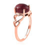 side view of thulite heart motif shank solitaire ring in 18k rose gold over sterling silver