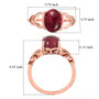 thulite heart motif shank solitaire ring in 18k rose gold over sterling silver shown for size comparison