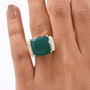 green onyx and zircon two tone ring in 18k yellow gold and rhodium over sterling silver on hand
