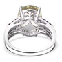 back view of prasiolte and amethyst ring in rhodium over sterling silver
