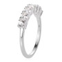 side view of white zircon seven stone band ring in rhodium over sterling silver