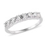 front view of white zircon seven stone band ring in rhodium over sterling silver