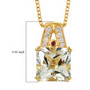 prasiolite rhodolite garnet and zircon pendant necklace in 18k yellow gold over sterling silver shown for size comparison