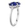 side view of blue spinel flower cluster ring in rhodium over sterling silver