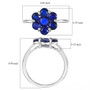 blue spinel flower cluster ring in rhodium over sterling silver shown for size comparison