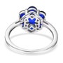 blue spinel flower cluster ring in rhodium over sterling silver
