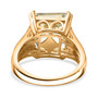 back view of prasiolite rhodolite garnet and zircon ring in 18k yellow gold over sterling silver