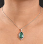 malachite and multi gemstone halo pendant necklace in rhodium over sterling silver