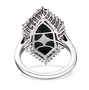 back view of malachite and multi gemstone halo ring in rhodium over sterling silver