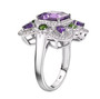 side view amethyst chrome diopside and zircon ring in rhodium over sterling silver