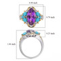 amethyst and turquoise ring in 18k yellow gold and rhodium over sterling silver