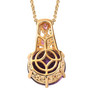 back view of amethyst rhodolite garnet and zircon pendant necklace in 18k yellow gold over sterling silver