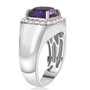 amethyst and zircon gents ring in rhodium over sterling silver angled view