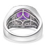 back view amethyst and zircon gents ring in rhodium over sterling silver