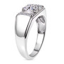 side view lab diamond gents ring in rhodium over sterling silver