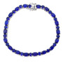 front view of blue spinel tennis bracelet in rhodium over sterling silver