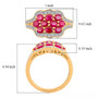 ruby and white zircon cluster ring in 18k yellow gold over sterling silver shown for size comparison