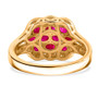 ruby and white zircon cluster ring in 18k yellow gold over sterling silver
