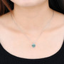 green fluorite heart pendant necklace in rhodium over sterling silver worn around the neck