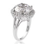 side view of white topaz round concave cut halo ring in rhodium over sterling silver